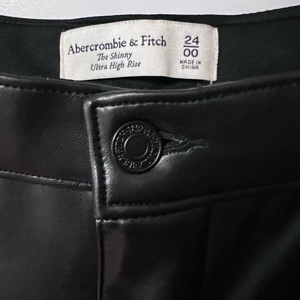 Abercrombie & Fitch Jet Black faux leather ultra High Rise Pants